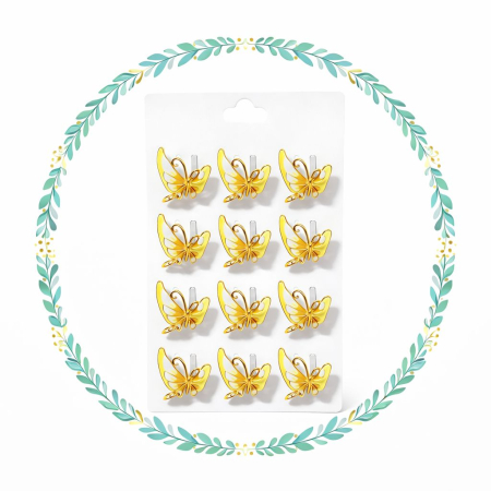 Set 12 brose martisor fluture auriu, simbol transformare si libertate 15x9cm [1]