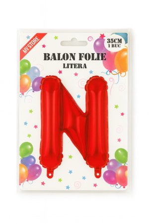 Balon folie litera N rosu, 35 cm, decor petreceri si aniversari, 1 buc [1]