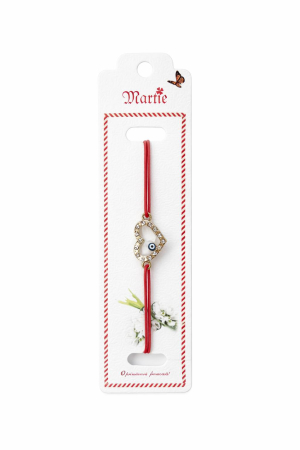 Bratara Martisor - Set 24 Bratari Martisor cu Inima Aurie, Strasuri si Talisman Protector, 12x3 cm