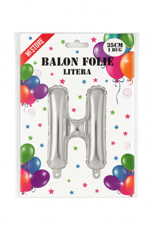 Balon folie litera H argintiu 35 cm, decor petreceri si aniversari, 1 buc [1]