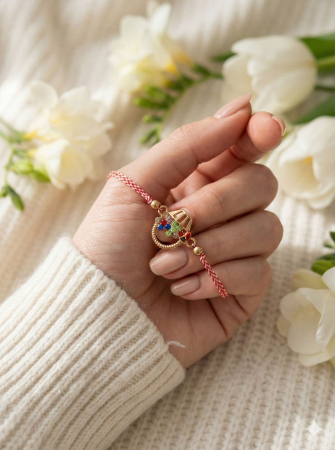 Set 12 Bratari Martisor Cosulet cu Flori si Buburuza, Auriu, Design Premium [2]