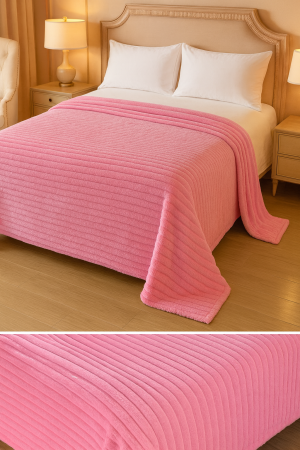 Lenjerii de pat Pucioasa Engros - Patura Pufoasa Roz 200x230 cm – Cocolino Groasa, Tip Sherpa, Ultra Moale