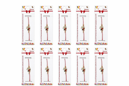 Set 12 Bratari Martisor Ghiocel cu Floare Alba si Buburuza, snur reglabil [4]