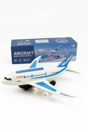 Jucarii interactive - Avion Jucarie A380 cu Lumini, Sunete si Ridicare Automata – Bump & Go, Model Mare pentru Copii