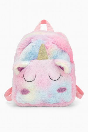 Rucsac plus Unicorn multicolor pentru copii, foarte moale, 20x18 cm, model cu corn auriu [1]