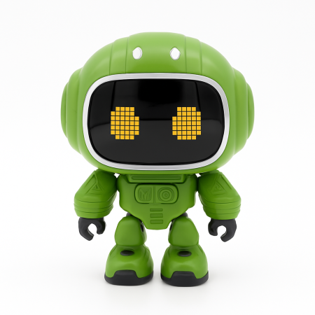 Robot Interactiv Verde 14.5x10 cm cu Lumini, Sunete si Ecran LED – Jucarie Inteligenta pentru Copii 3+ [1]