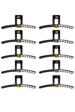 Accesorii pentru par Engros - Set 12 Cleme Par 14cm cu Perle si Detalii Aurii – Accesorii Elegante Premium