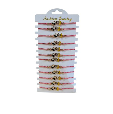 Bratara Martisor - Set 12 bratari martisor soricel dragalas snur rosu alb reglabil