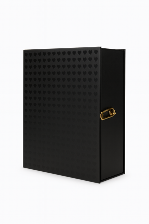 Set cadou premium negru 15x15x5 cm cu trandafiri decorativi si colier LOVE, cutie eleganta + punga [2]