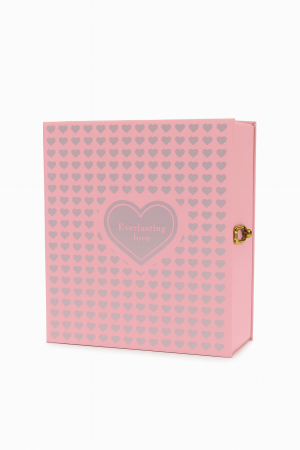 Set cadou premium roz 15x15x5 cm cu trandafiri decorativi si colier LOVE, cutie eleganta + punga [2]