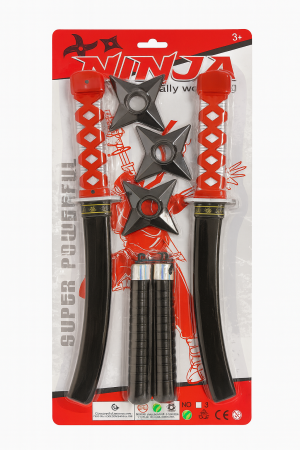 Set Ninja – 2 Sabii, 3 Stele si Nunchaku – 44x22 cm [1]