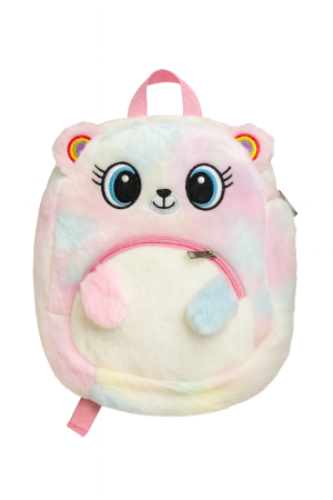 Rucsac plus Rainbow Bear, roz pastel, moale si pufos, 32x30 cm, pentru copii [1]