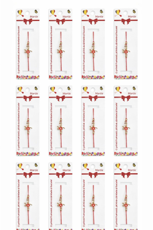 Set 12 bratari martisor cu pasare stilizata si floare, snur rosu alb, ambalate individual [4]