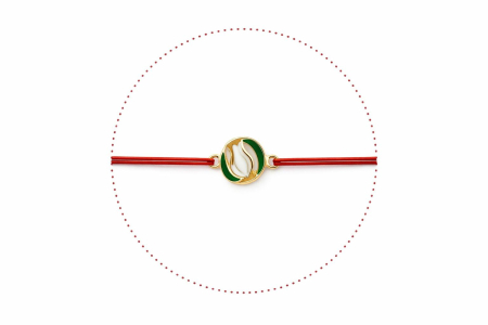 Set 24 Bratari Martisor cu Lalea Alba si Frunze, Snur Rosu Elastic, 12x3 cm [1]