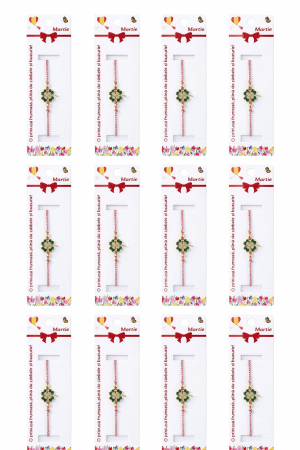 Set 12 bratari martisor cu trifoi norocos cu pietricele albe, snur rosu alb, ambalate individual [4]