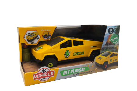 Masina Dino Hunter 26.5x13 cm – Vehicul Jucarie Tip Pickup, DIY Playset, Model Mare pentru Copii 3+ [1]