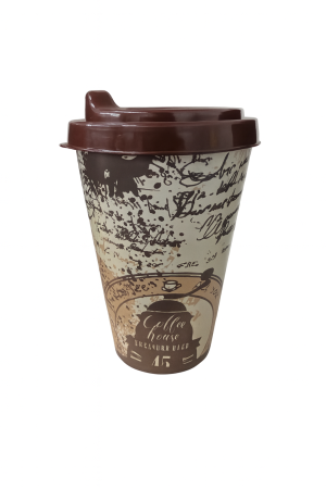 Pahar cafea 300 ml cu capac, design Coffee House, reutilizabil [1]