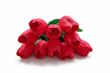 Set 10 lalele artificiale rosu intens soft touch, fir individual [1]