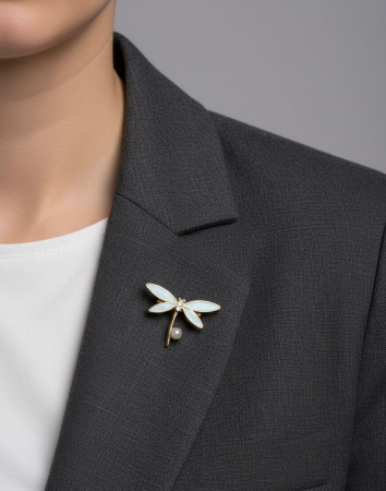 Set 12 brose martisor libelula colorata cu perluta, simbol echilibru si speranta 15x9cm [2]