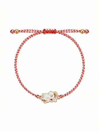 Set 12 Bratari Martisor Ponei Dragalas Auriu, Snur Rosu Reglabil, 20x11 cm [1]