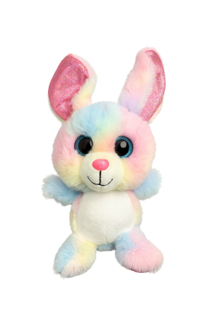 Iepuras Plus Multicolor 25 cm – Jucarie Pufoasa Curcubeu cu Urechi Sclipitoare [1]