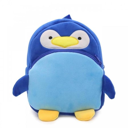 Jocuri si Jucarii - Rucsac plus copii 23x23 cm model pinguin albastru, moale, usor, ideal pentru gradinita