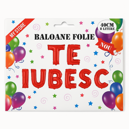 Set baloane folie TE IUBESC, rosu, 40 cm, 8 litere, decor romantic [1]