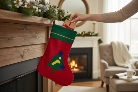 Soseta Mos Nicolae modele mixte rosu verde – om de zapada, mos craciun, brad [11]