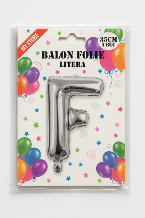 Balon folie litera F argintiu, 35 cm, decor petreceri si aniversari, 1 buc [1]