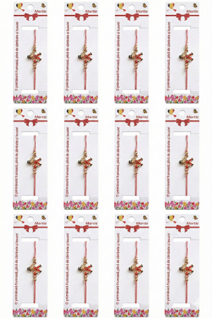 Set 12 bratari martisor cosar norocos, snur reglabil alb-rosu [4]