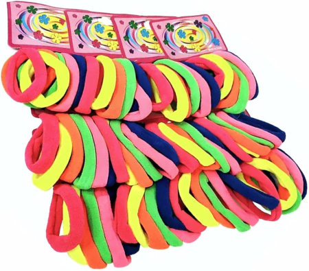 Set 12 x benzi elastice par, 6 elastice pe card, culori neon, elastice groase [1]