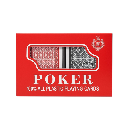 Set 2 Pachete Carti de Joc Poker Premium 100% Plastic, Roșu si Negru [1]