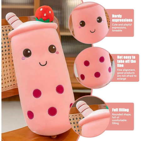 Plus Boba Capsuna 100 cm – Perna Gigant Kawaii, Jucarie Pufoasa, Cadou XXL [2]