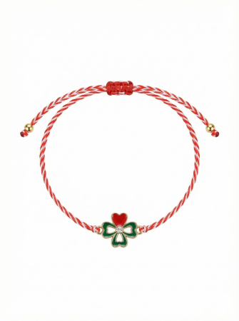 Set 12 Martisoare Bratari Trifoi cu Patru Foi Auriu Noroc [1]