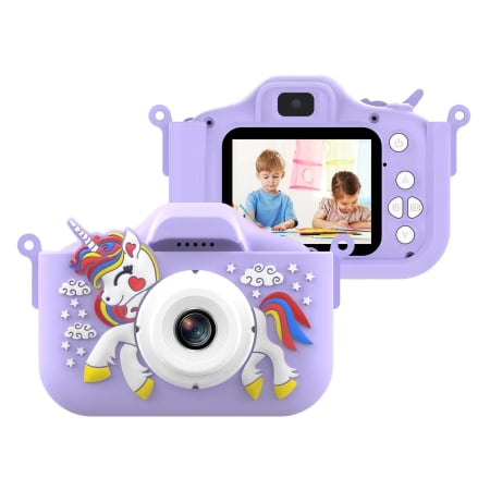 Camera foto digitala pentru copii 4800 MP, 8x zoom, model unicorn mov, 13x12cm [3]