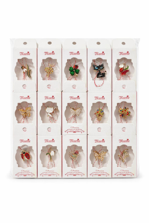 Martisoare - Set 30 brose martisor modele combinate, ambalaj individual, 9x5cm