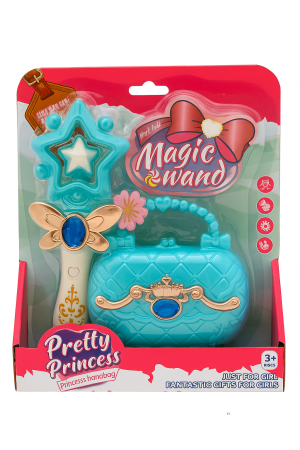 Seturi infrumusetare, doctor si bucatarie - Set Pretty Princess cu bagheta magica albastra si gentuta eleganta, 25x21.5cm, jucarie fete 3+ ani