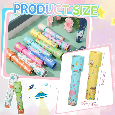 Set de 12 Kaleidoscop pentru copii – modele animale & unicorn, culori mixte [1]
