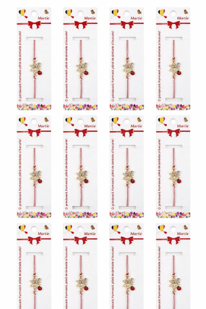 Set 12 bratari martisor cu fluture si buburuza, snur rosu alb, ambalate individual [4]