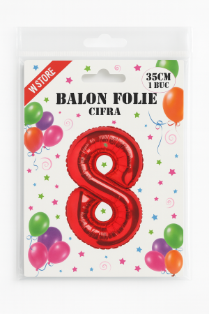 Balon folie cifra 8 rosu, 35 cm, pentru aniversari si petreceri, 1 buc [1]