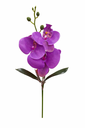Flori Artificiale - Orhidee artificiala mov delicat cu 3 flori si boboci, frunze decorative 37 cm