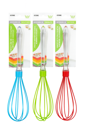 Ustensile gatit Engros - Set 3 teluri KStore, culori diferite, maner acrilic, accesorii bucatarie