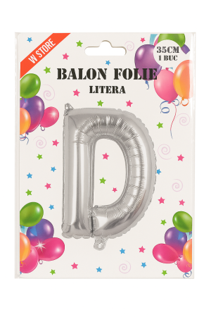 Balon folie litera D argintiu 35 cm, decor petreceri si aniversari, 1 buc [1]