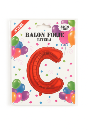 Balon folie litera C rosu, 35 cm, decor aniversari si petreceri, 1 buc [1]