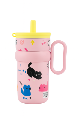 Cana Cu Pai 540ml pentru Copii cu Maner si Design Pisicute [1]