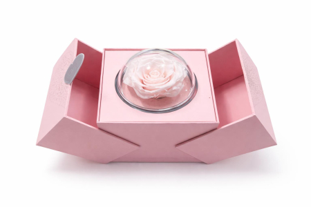 Aranjamente florale si cadouri - Aranjament trandafir natural criogenat cu compartiment bijuterii si cutie cadou