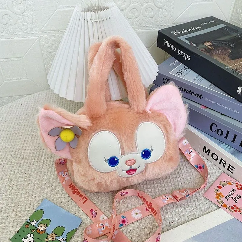 Jocuri si Jucarii - Geanta Pufos pentru Fete, Model Pisicuta Kawaii cu Urechi 3D si Bareta Reglabila