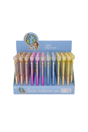 Set 48 Pixuri Globe Ballpoint Pen – Pixuri Cu Glob 3D si Sclipici [1]