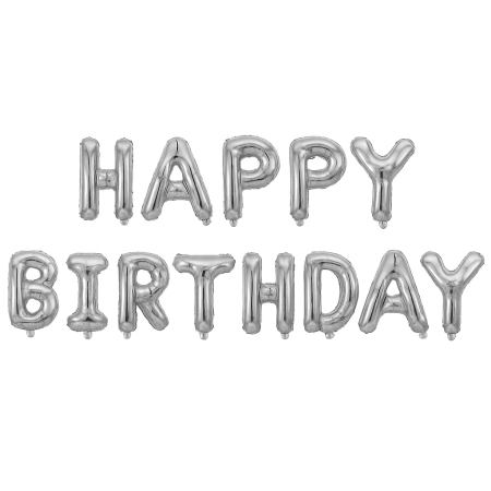 Articole pentru Casa Engros - Baloane folie HAPPY BIRTHDAY argintiu 35cm – set decor aniversar 13 litere