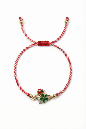 Set 12 bratari martisor cu trifoi si buburuza, snur rosu alb, ambalate individual [1]